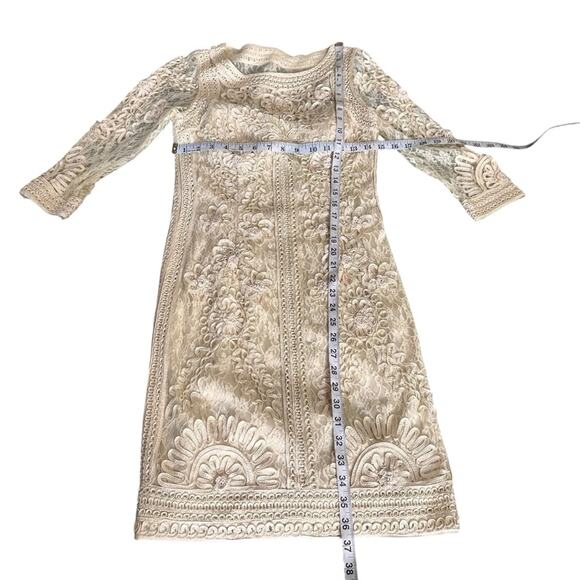 Sue Wong Tan Lace Bodycon Mini Dress Size 10 - Picture 8 of 13